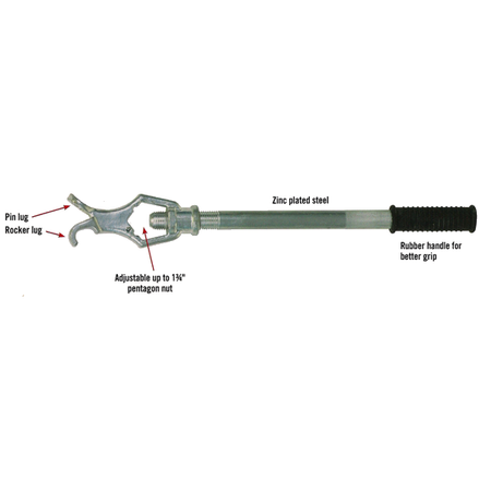 16" Adjustable Hydrant Wrench w/ Labels
