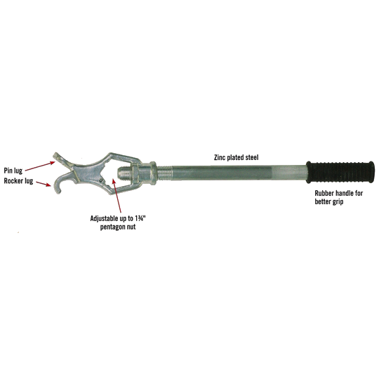 16" Adjustable Hydrant Wrench w/ Labels